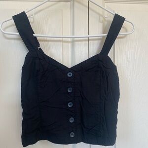 Abercrombie & Fitch Black Button-Up Crop Top